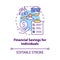 Financial savings for individuals concept icon