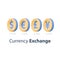 Financial services, currency exchange concept, dollar, euro, pound and yen coins