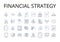 Financial strategy line icons collection. Marketing plan, Business model, Legal framework, Investment portfolio