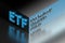 Financial term abbreviation ETF standing for Exchange Traded Fund on cube corner