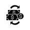 Financial transactions black glyph icon