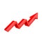 Financial trend. Up rising indication arrow. Red 3d sign