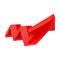 Financial trend. Up rising indication arrow. Red 3d sign
