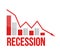 financials in red. recession business graph