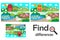 Find 10 differences, game for children, farm with animals cartoon, education game for kids, preschool worksheet activity, task for