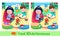 Find 10 differences. Game for children. Vector color illustration. Cute children read books. Cartoon girl and boy in