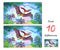 Find 10 differences. Illustration of a pterodactyl flying in prehistoric jungle. Logic puzzle game for children and adults. Page