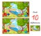 Find 10 differences. Illustration of young women relaxing in the summer garden. Logic puzzle game for children and adults. Page