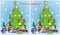 Find 10 differences, mice and christmas tree, vector