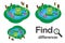 Find 5 differences, game for children, pond with frog in cartoon style, education game for kids, preschool worksheet activity,