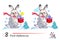 Find 8 differences. Illustration of bunny with Christmas gift. Logic puzzle game for children and adults. Page for kids brain