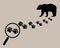 Find the bear on the map. Magnifying glass with paw trail.