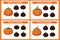 Find correct Pumpkin shadow educational game for kids. Shadow matching activity for children. Preschool puzzle