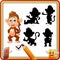 Find the correct shadow. Cartoon funny baby monkey posing. Education Game for Children