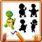 Find the correct shadow. Cartoon funny turtle waving. Education Game for Children