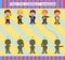 Find the correct shadow. Cartoon young businessman characters