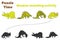 Find the correct shadow. Colorful vector illustration of dinosaurs.