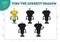 Find the correct shadow for cute cartoon humanoid robot educational preschool kids mini game