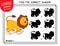 Find the correct shadow. Cute cartoon young Lion. Educational matching game for children with cartoon character. Logic Games