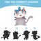 Find the correct shadow cute and kawaii cat in American Independence Day Costume