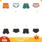 Find the correct shadow, education game for children, set of pants