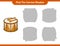 Find the correct shadow. Find and match the correct shadow of Drum. Educational children game, printable worksheet, vector