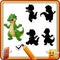 Find the correct shadow. Funny crocodile standing and waving. Education Game for Children