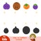 Find the correct shadow, game for children. Set of fruits