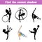 Find the correct shadow, The gymnast and juggling clubs