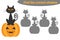 Find the correct shadow, halloween game for children, cartoon cat and pumpkin, education game for kids, preschool worksheet activi