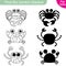 Find the correct shadow. Marine collection. Three crabs. Educational game for children