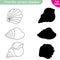 Find the correct shadow. Marine collection. Three seashells. Educational game for children
