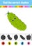 Find the correct shadow. Vegetable cucumber. Education developing worksheet. Activity page. Color game for children. Isolated