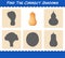 Find the correct shadows of cartoon butternut squash. Searching and Matching game. Educational game for pre shool years kids and