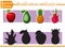 Find the correct shadows of cute cartoon fruits. Kids educational game. Vector Illustration. Character Cartoon Style