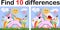 Find the difference the two funy little Unicorn. Children riddle entertainment. Sheet different toys construction equipment. Game