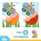Find differences, education game. Flower meadow. The butterfly and flower