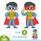 Find differences, education game, Superhero