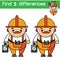Find the differences educational children game. Kids activity sheet. Professions theme