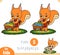 Find differences educational game for children, squirrel cooks food and cuts cucumber