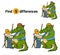Find differences, game for children (crocodile and drum)
