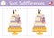 Find differences game for children. Educational activity with cute wedding cake. Marriage ceremony puzzle for kids with funny