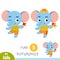 Find differences, game for children, Elephant and a flag