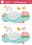 Find differences game for children. Fairytale educational activity with cute swan princess. Magic kingdom puzzle for kids with