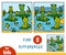 Find differences, game for children, Nine frogs