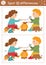 Find differences game for children. Summer camp educational activity with kids and fire. Printable worksheet with cute camping or