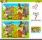 Find differences game with dogs animal characters