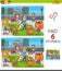Find differences game with kids and dogs group
