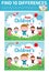 Find differences, Game for kids ,find differences, Brain games, children game, Educational Game for Preschool Children,Vector