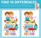 Find differences, Game for kids ,find differences, Brain games, children game, Educational Game for Preschool Children,Vector